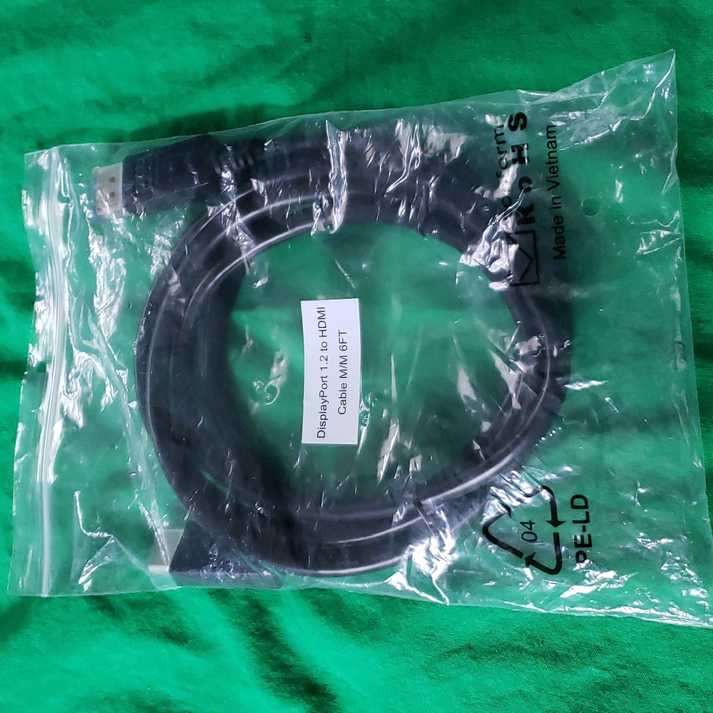 Displayport 1.2 to HDMI Cable M/M 6 ft. black New